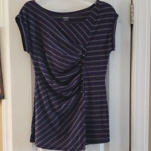 Purple and grey striped dress shirt